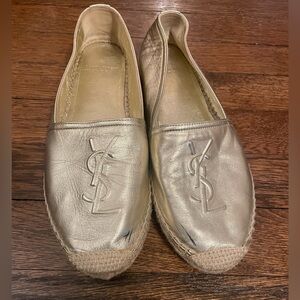 YSL Gold Espadrille Flats